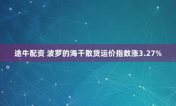 途牛配资 波罗的海干散货运价指数涨3.27%